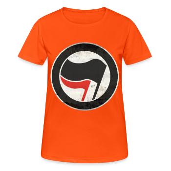 ANTIFA - Frauen T-Shirt atmungsaktiv - Neonorange - Vorne - AI Model Female 172 dark (172cm)