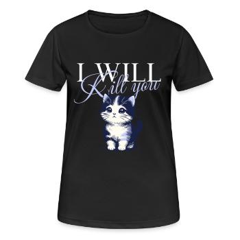Je vais te tuer chat - T-shirt respirant Femme - noir - Devant - AI Model Female 172 light (172cm)