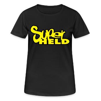 superheld - Frauen T-Shirt atmungsaktiv - Schwarz - Vorne - AI Model Female 172 light (172cm)