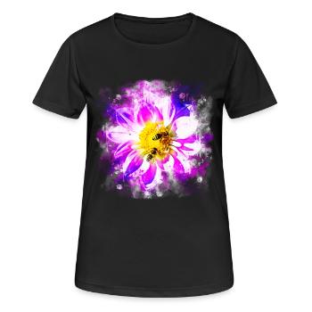 gxp abeilles sur fleur splatter aquarelle - T-shirt respirant Femme - noir - Devant - AI Model Female 172 light (172cm)