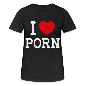 J'AIME PORNO - cadeau drôle de chemise de porn - T-shirt respirant Femme - noir - Devant - AI Model Female 172 light (172cm)