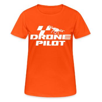 Pilote de drone - T-shirt respirant Femme - orange néon - Devant - AI Model Female 172 dark (172cm)