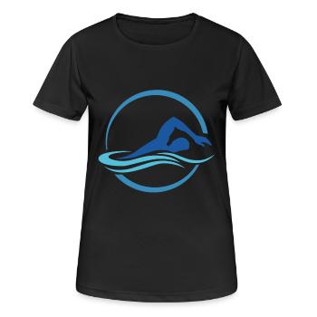 Schwimmen Sommer Sonne Strand Geschenk - Frauen T-Shirt atmungsaktiv - Schwarz - Vorne - AI Model Female 172 light (172cm)