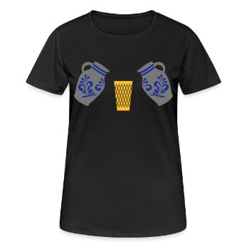 Geripptes mit Bembel - Frauen T-Shirt atmungsaktiv - Schwarz - Vorne - AI Model Female 172 light (172cm)