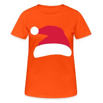 Chapeau de Père Noël - T-shirt respirant Femme - orange néon - Devant - AI Model Female 172 dark (172cm)