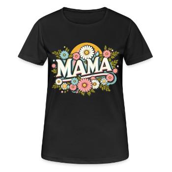 Maman florale - T-shirt respirant Femme - noir - Devant - AI Model Female 172 light (172cm)