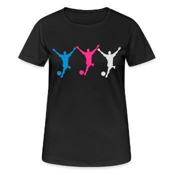 Soccer - Frauen T-Shirt atmungsaktiv - Schwarz - Vorne - AI Model Female 172 light (172cm)