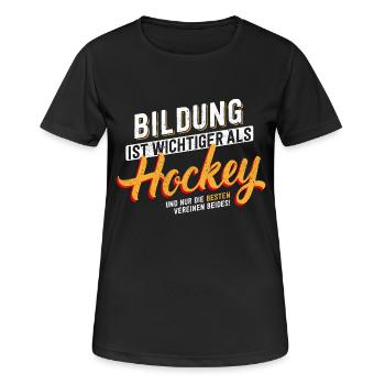 Bildung ist Wichtig - Hockey - Frauen T-Shirt atmungsaktiv - Schwarz - Vorne - AI Model Female 172 light (172cm)