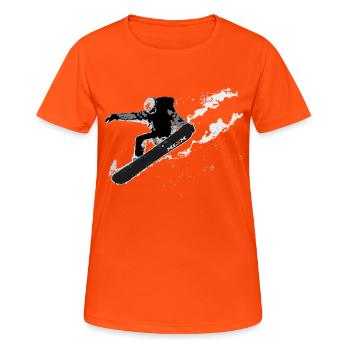 snowboarder tailgrab - Frauen T-Shirt atmungsaktiv - Neonorange - Vorne - AI Model Female 172 dark (172cm)