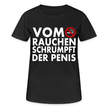Vom rauchen schrumpft der penis - Frauen T-Shirt atmungsaktiv - Schwarz - Vorne - AI Model Female 172 light (172cm)