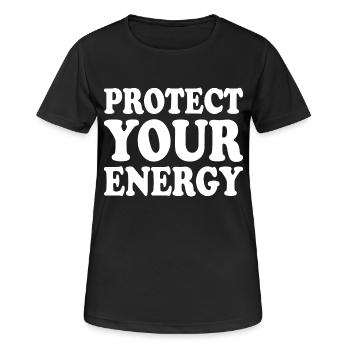 Protect your energy - T-shirt respirant Femme - noir - Devant - AI Model Female 172 light (172cm)