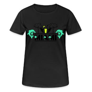 Miami - Frauen T-Shirt atmungsaktiv - Schwarz - Vorne - AI Model Female 172 light (172cm)