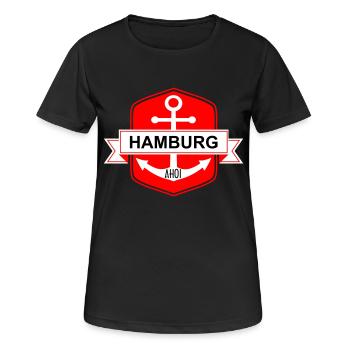 Hamburg Ahoi - Frauen T-Shirt atmungsaktiv - Schwarz - Vorne - AI Model Female 172 light (172cm)