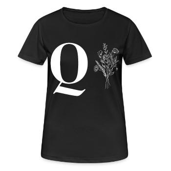 Minimalistisches Blumenmuster - Frauen T-Shirt atmungsaktiv - Schwarz - Vorne - AI Model Female 172 light (172cm)