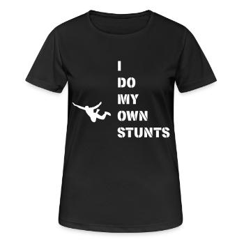 I do my own stunts, Jump! - Women's Breathable T-Shirt - black - Front - AI Model Female 172 light (172cm)