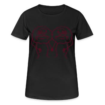 2 couples de couples amis de l'équipe craignent la peur kot bael - T-shirt respirant Femme - noir - Devant - AI Model Female 172 light (172cm)
