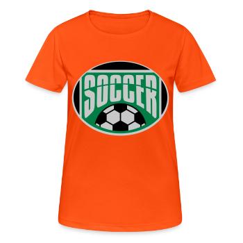 Bouclier de sport de passe-temps de football - T-shirt respirant Femme - orange néon - Devant - AI Model Female 172 dark (172cm)