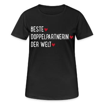 Tennis Doppelpartnerin - Frauen T-Shirt atmungsaktiv - Schwarz - Vorne - AI Model Female 172 light (172cm)