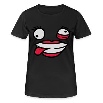 Visage comique féminin fou - T-shirt respirant Femme - noir - Devant - AI Model Female 172 light (172cm)