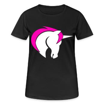 Einhorn zweifarbig - Frauen T-Shirt atmungsaktiv - Schwarz - Vorne - AI Model Female 172 light (172cm)