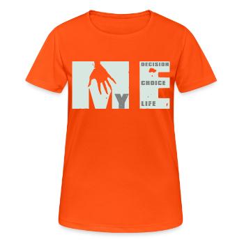 MEvolution: Wahl, Entscheidung, Leben - Frauen T-Shirt atmungsaktiv - Neonorange - Vorne - AI Model Female 172 dark (172cm)