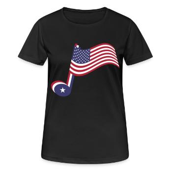 Country-Musik-Note und Spangled-Banner - Frauen T-Shirt atmungsaktiv - Schwarz - Vorne - AI Model Female 172 light (172cm)