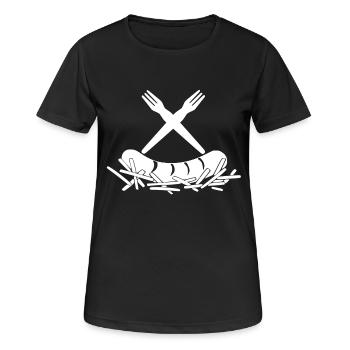 Frites Currywurst Fourchettes à frites Logo - T-shirt respirant Femme - noir - Devant - AI Model Female 172 light (172cm)