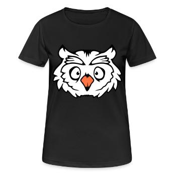 Eule Vogel Uhu Nachtvogel Schleiereule Kauz Comic - Frauen T-Shirt atmungsaktiv - Schwarz - Vorne - AI Model Female 172 light (172cm)