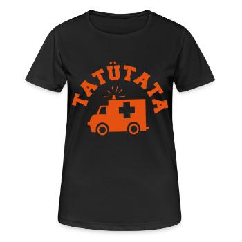 Krankenwagen Tatütata - Frauen T-Shirt atmungsaktiv - Schwarz - Vorne - AI Model Female 172 light (172cm)
