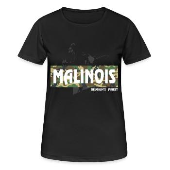 Malinois Camouflage Print - Frauen T-Shirt atmungsaktiv - Schwarz - Vorne - AI Model Female 172 light (172cm)