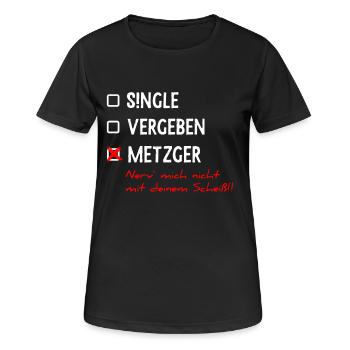 Single Häkchen Metzger lustig Sprüche Geschenk - Frauen T-Shirt atmungsaktiv - Schwarz - Vorne - AI Model Female 172 light (172cm)