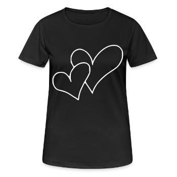 Herz Emoji Skizze - Frauen T-Shirt atmungsaktiv - Schwarz - Vorne - AI Model Female 172 light (172cm)