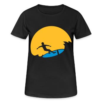 Surfeur Sun Wave - T-shirt respirant Femme - noir - Devant - AI Model Female 172 light (172cm)