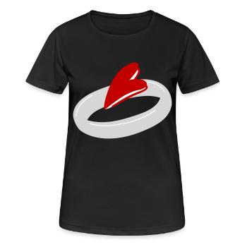 Trauringe zur Verlobung 3 - Frauen T-Shirt atmungsaktiv - Schwarz - Vorne - AI Model Female 172 light (172cm)