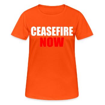 Ceasefire now - Women's Breathable T-Shirt - neon orange - Front - AI Model Female 172 dark (172cm)