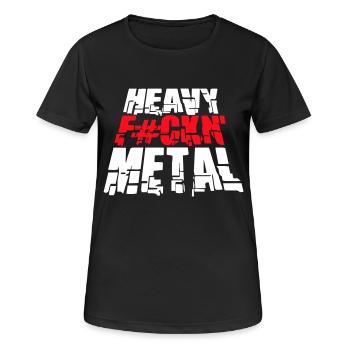 Heavy F#ckn' Metal Hard Rock Music Text Saying - Women's Breathable T-Shirt - black - Front - AI Model Female 172 light (172cm)