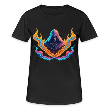 POUVOIR TRANSFORMATEUR DES FLAMMES AU NÉON - T-shirt respirant Femme - noir - Devant - AI Model Female 172 light (172cm)