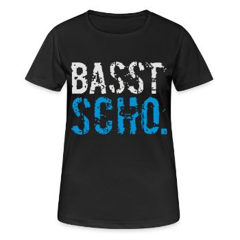 Basst Scho - ohne ois in zwoa Farbn - Frauen T-Shirt atmungsaktiv - Schwarz - Vorne - AI Model Female 172 light (172cm)