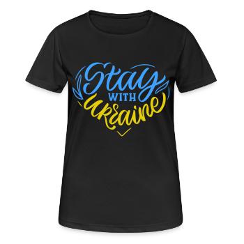 Valeewear - Solidarité avec l’Ukraine - T-shirt respirant Femme - noir - Devant - AI Model Female 172 light (172cm)