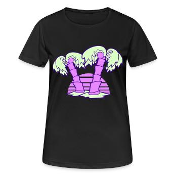 2 Palmen Insel Baum Streifen Sonne Sonnenuntergang - Frauen T-Shirt atmungsaktiv - Schwarz - Vorne - AI Model Female 172 light (172cm)