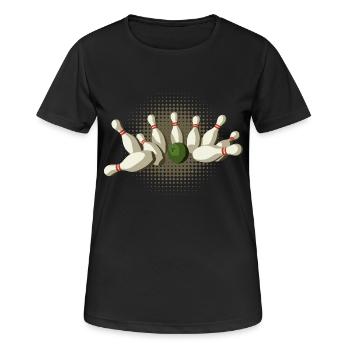 Strike Kegeln - Frauen T-Shirt atmungsaktiv - Schwarz - Vorne - AI Model Female 172 light (172cm)