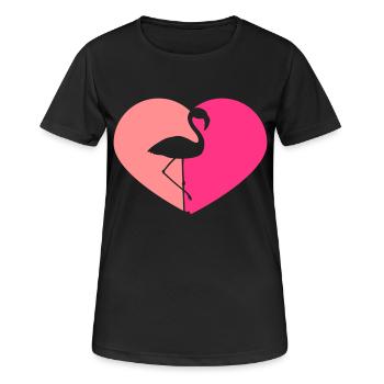 form herz i love liebe silhouette umriss flamingo - Frauen T-Shirt atmungsaktiv - Schwarz - Vorne - AI Model Female 172 light (172cm)