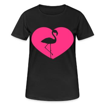 form herz i love liebe silhouette umriss flamingo - Frauen T-Shirt atmungsaktiv - Schwarz - Vorne - AI Model Female 172 light (172cm)