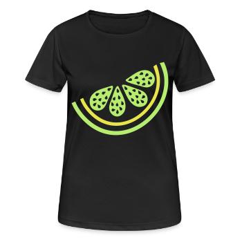 Stück Limette Zitrusfrüchte - Frauen T-Shirt atmungsaktiv - Schwarz - Vorne - AI Model Female 172 light (172cm)