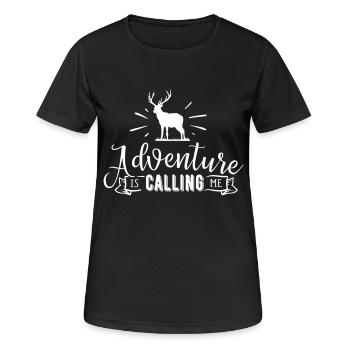 Natur Abenteuer - Frauen T-Shirt atmungsaktiv - Schwarz - Vorne - AI Model Female 172 light (172cm)