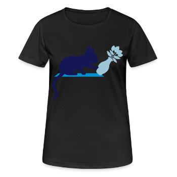 Renverser le vase à fleurs chat effronté - T-shirt respirant Femme - noir - Devant - AI Model Female 172 light (172cm)
