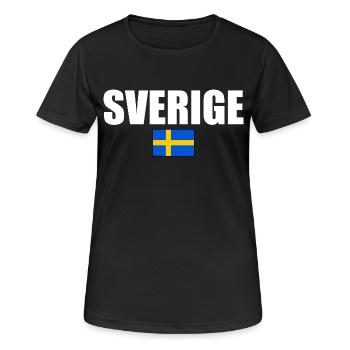 Sverige - Frauen T-Shirt atmungsaktiv - Schwarz - Vorne - AI Model Female 172 light (172cm)