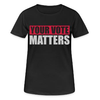 votre vote compte citation - T-shirt respirant Femme - noir - Devant - AI Model Female 172 light (172cm)