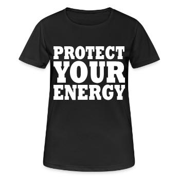 Protect your energy - T-shirt respirant Femme - noir - Devant - AI Model Female 172 light (172cm)