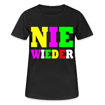 Nie wieder - Frauen T-Shirt atmungsaktiv - Schwarz - Vorne - AI Model Female 172 light (172cm)